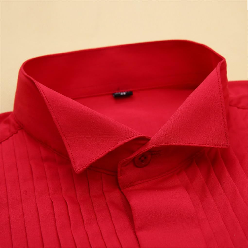 keusyoi Camicia da Smoking da Uomo con Polsini alla Francese Camicia Tinta Unita Camicia da Uomo A Maniche Lunghe da Uomo Camicia da Sposo Formale da Sposa