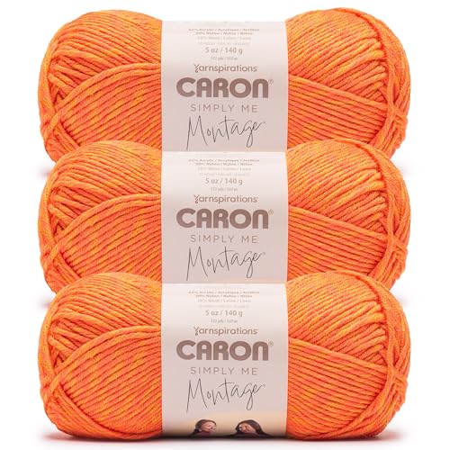 Image of Caron Simply Me Montage Citrine Yarn - 3 Pack of 140g /5oz - 62% Acrylic 20% Nylon 18% Wool - #5 Bulky - 172 Yards - Knitting /Crochet