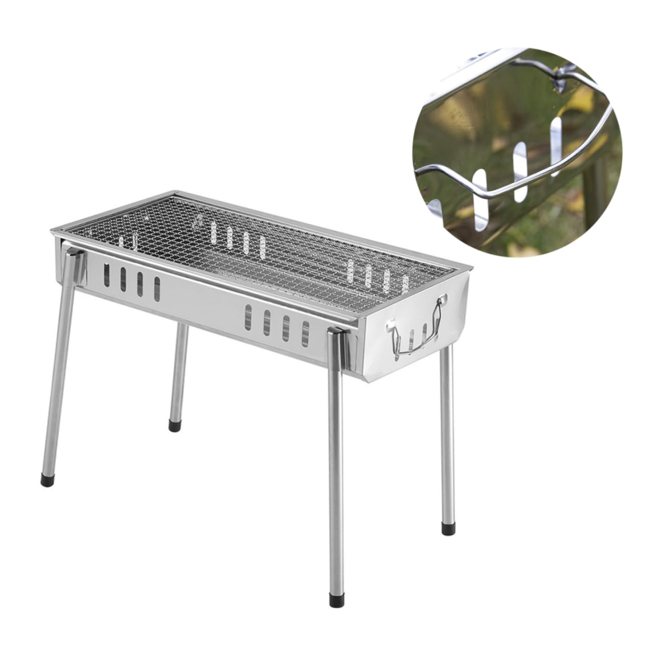 BESPORTBLE Portable Barbecue Grill Medium Size Easy Assembly Stainless Steel Bbq Cooking Grid Barbecue Rack Camping Accessory