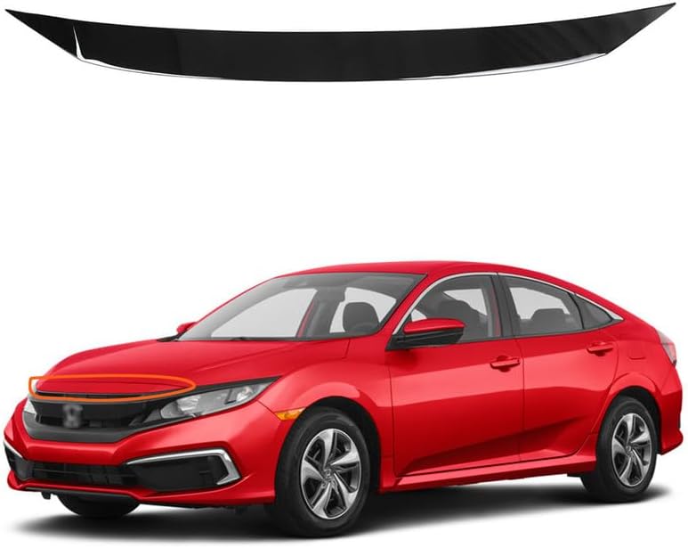 Gloss Black Bumper Trim Compatible with 2016-2021 Hon.da Civic EX-L EX LX Molding Trim Nose Cover Upper