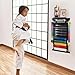 Tilhumt 10 Belts Karate Belt Display Rack with Sticker, Felt Martial Arts Belts Display Holder with Dust Cover, Easily Insert and Remove Belt, Taekwondo Belt Organizer for Adults, Black