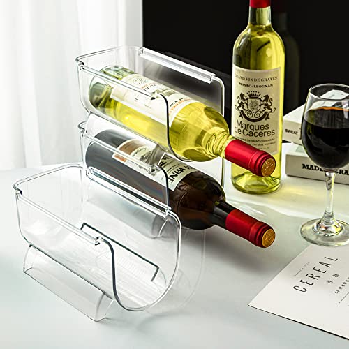 Heshebuy 2 Pack Bottle Rack, Fridge Organizer Bottle Rack, Stackable Wine Rack Plastic Bottle Holder #TOP5