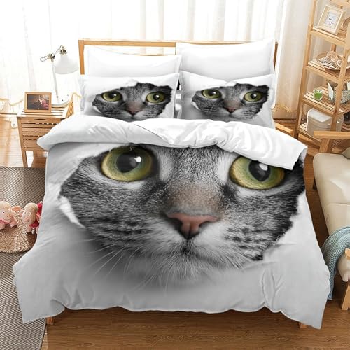 Parure de lit chat 3D microfibre de qualité supérieure king size ultra douce - 3