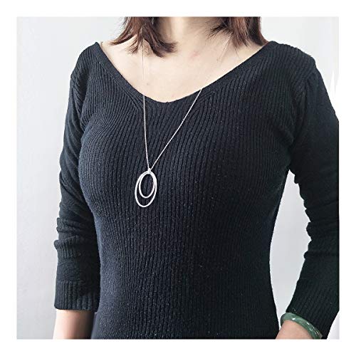 DAOCHONG 925 Sterling Silver Long Chain Sweater Large Necklace for Women Statement Pendant Fringe Necklaces Jewelry2