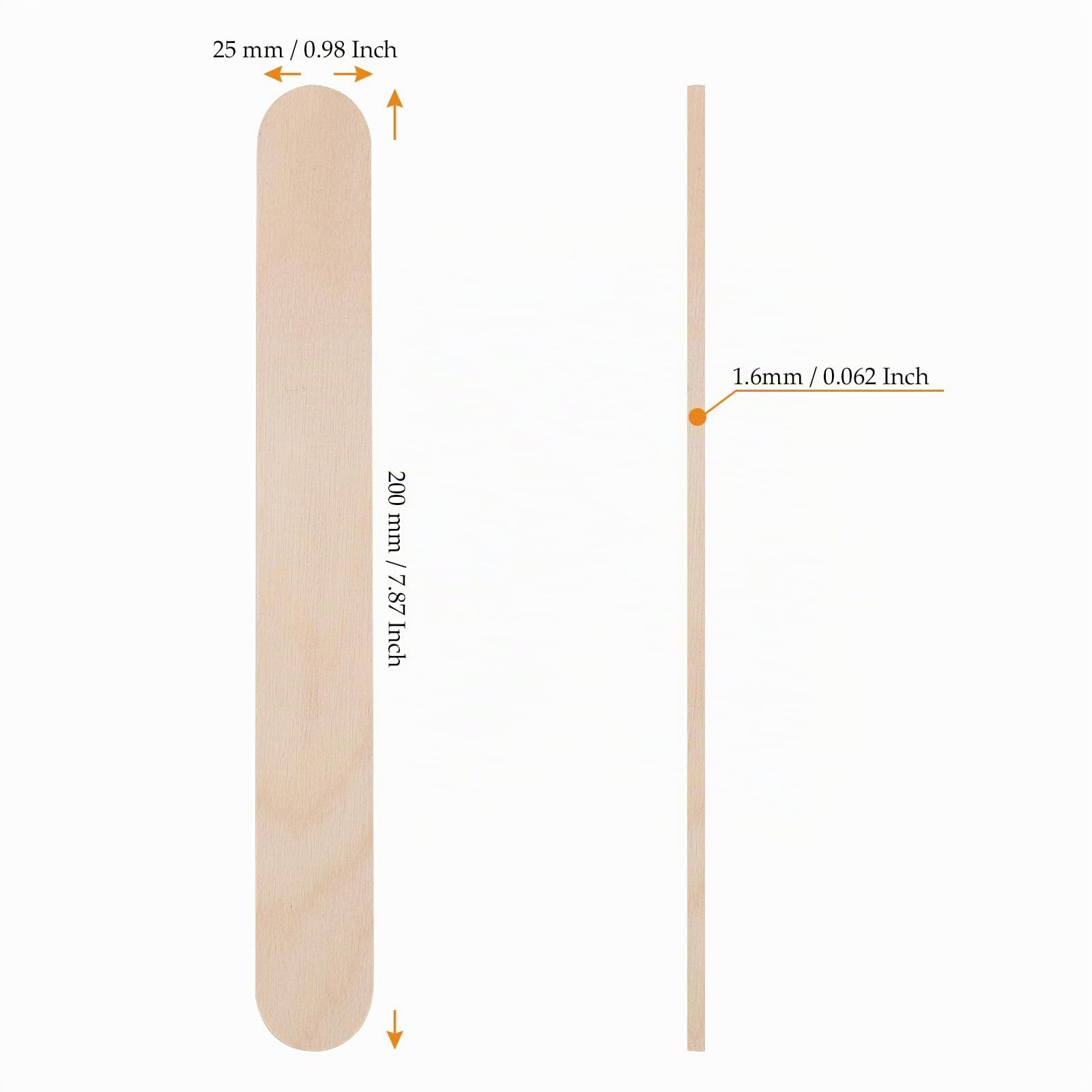 400 Espátulas de Madera para Manualidades, Palos de Madera para Manualidades, 200 x 25 x 1,6 mm