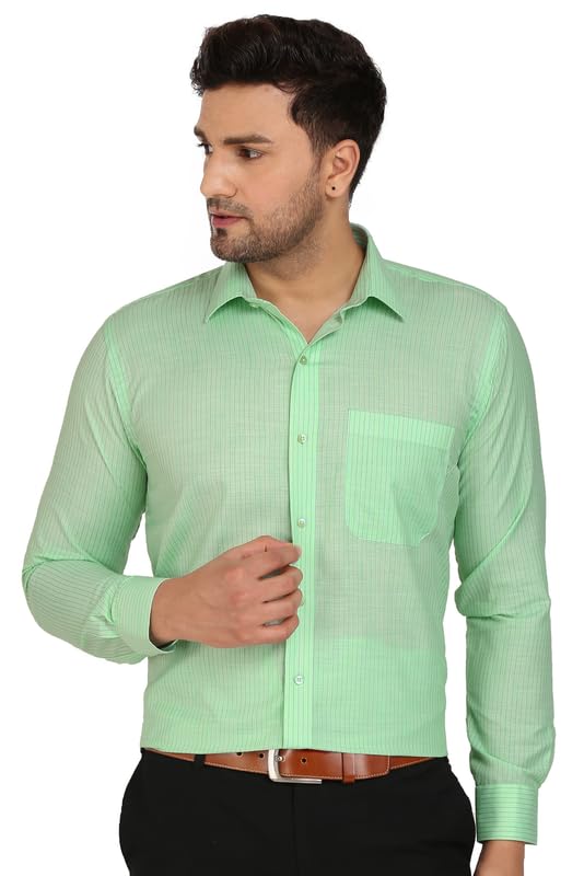 Image of 7-DAYS Men's Premium Striped Formal Shirt - Cotton Rich, Regular Fit, Full Sleeve, with Pocket, Wrinkle Resistant - Stylish Office & Everyday Wear.