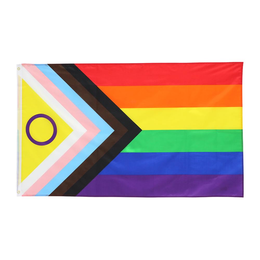 ANJOR Intersex Progress Pride Flag 3x5Fts - All inclusive Lesbian Gay Bisexual Transgender Rainbow Flag