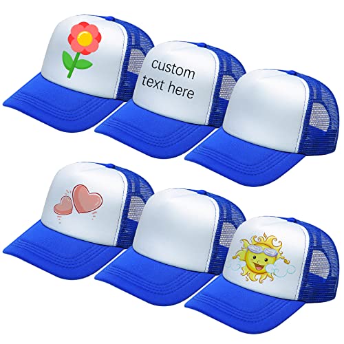 Ultrafun 6 Pack Kids Trucker Hat Sublimation Blank Plain Hats Mesh Adjustable Outdoor Sports Baseball Caps for Boys Girls