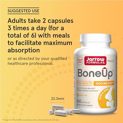 Jarrow Formulas BoneUp for Bone Density - Vitamin D3 and K2, Calcium Support, 360 Capsules, Promotes Skeletal Nutrition, Up to 60 Days Supply - image 6