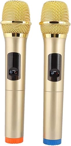 Funkmikrofon Kit  Portable Wireless Handheld Mikrofon mit EmpfA nger fA r Kirche Zuhause Karaoke GeschA ftstreffen  golden