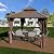 Yardsight Hardtop Gazebo 10' x 10', Outdoor Aluminum Frame Galvanized Steel Double Roof Pavilion with Netting and Shaded Curtains, Permanent Metal Pergolas for Patio, Backyard, Deck and Lawns.