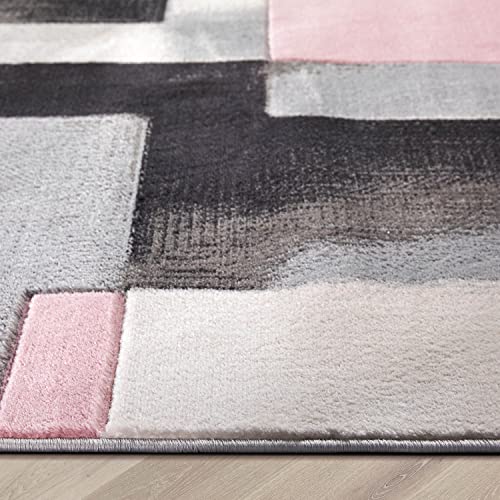 Well Woven Lane Blush Pink Modern Geometric Boxes & Squares Pattern Area Rug 8X10 (7'10" X 10'6") #TOP7