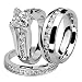 Marimor Jewelry His and Hers Stainless Steel Princess Wedding Ring Set and Eternity Wedding Band
