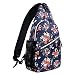 MOSISO Sling Backpack, Multipurpose Crossbody Shoulder Bag Travel Hiking Daypack, Navy Blue Base Floral