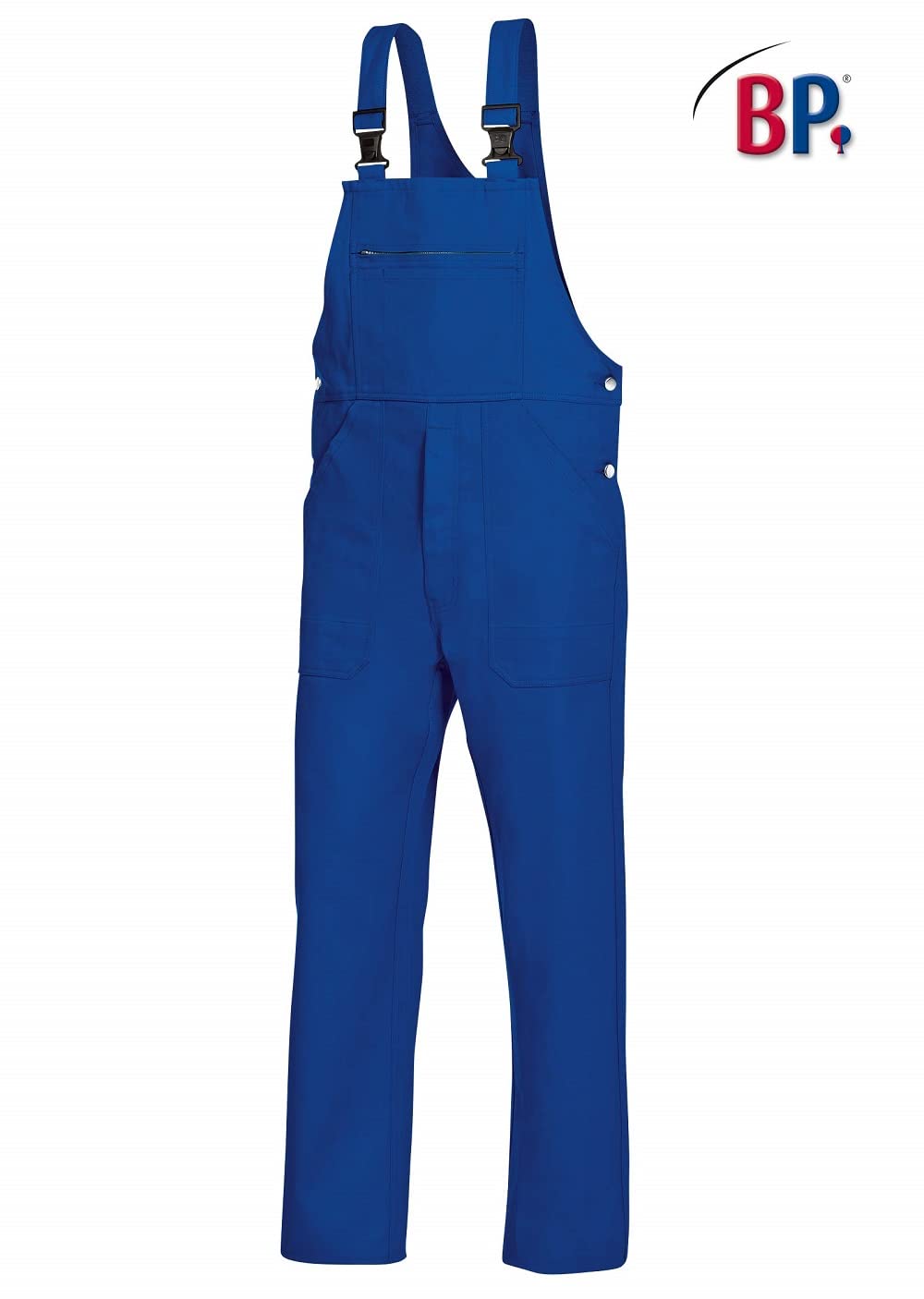 BP 1413-060-13-52, Bib & brace, Fabric braces with rubber insert 300,00 g/m², Pure cotton royal blue, 35/36