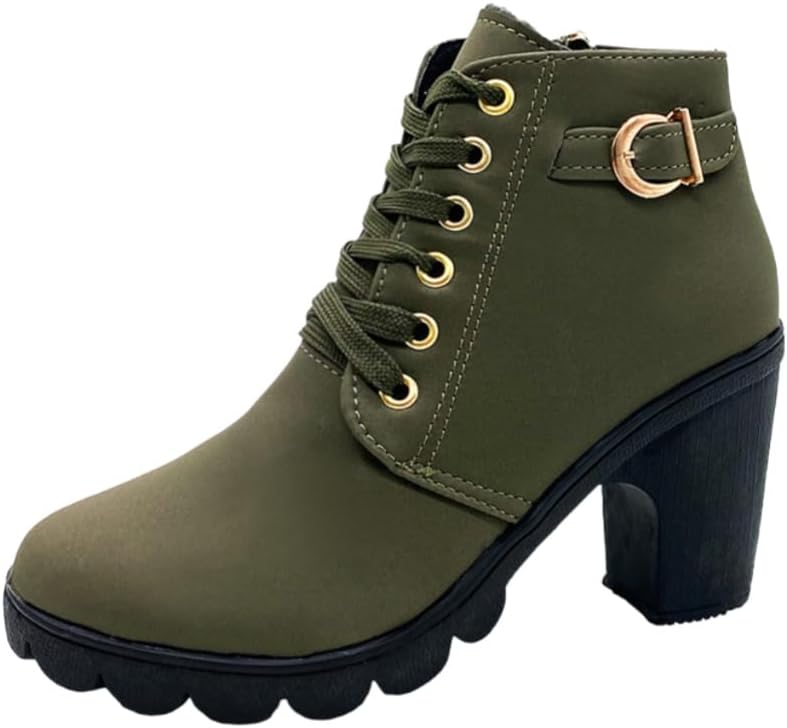 Lady's high-heeled short boots, thick sole, outdoor use, anti-slip and wear-resistant