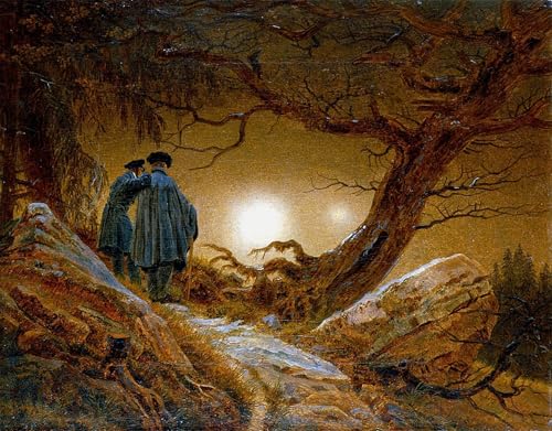 Affiche Deux hommes regardant la Lune Friedrich tableau sur toile moderne pour salon 60x90cm