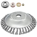 Weed Eater Head 8inch Wire Brush Blade Cutter Steel Wire Wheel for Weed Eater Trimmer Head Kits Grass Weed Removal Angle Grinder Rust Removal Weed Eater Blade Universal Fit with 4pcs Adapter Kit