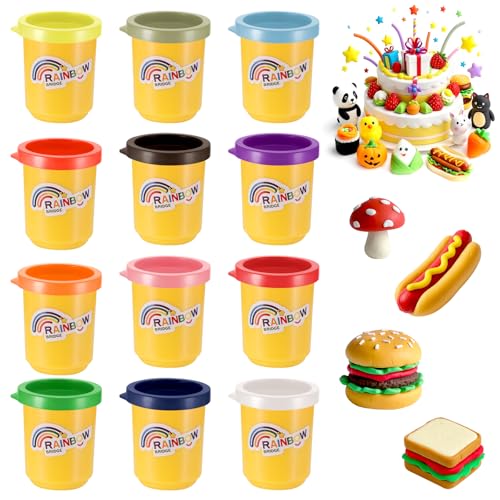 Yimomoyi Pack de 12 Botes de Plastilina No Tóxica, Plasticina con 24 Colores, Manualidades y Actividades Creativas, Niños y Niñas de 3 Años o Más, Botes de 57 Gramos
