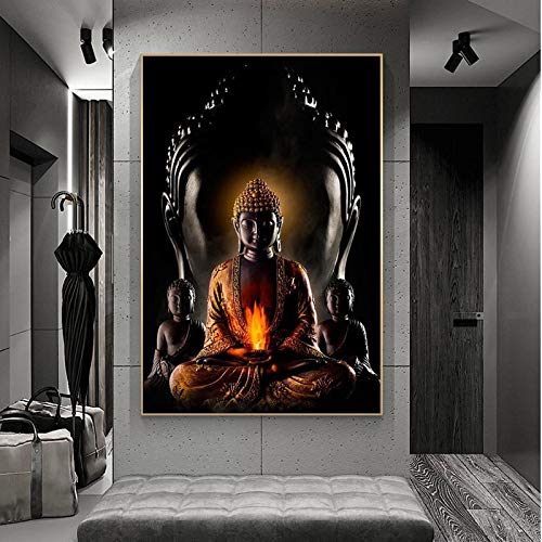 Toile Bouddha 60x80 cm décoration zen pour salon moderne sans cadre