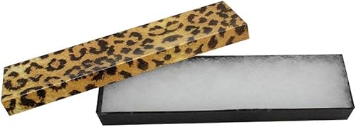 Miniatura 3 de Cajas de regalo de joyería de 8 "x 2" x 1" Caja de cartón de bateo de algodón con estampado de leopardo, juego de 10 PC