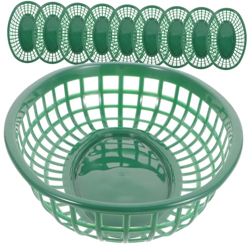 Unomor 10pcs Fried Food Plates Popcorn Baskets Hot Dog Burger Tray Fruit Bowl Fast Food Baskets Hot Dog Food Tray Baskets for Serving Food Serving Baskets Egg Basket Liners Plastic Green