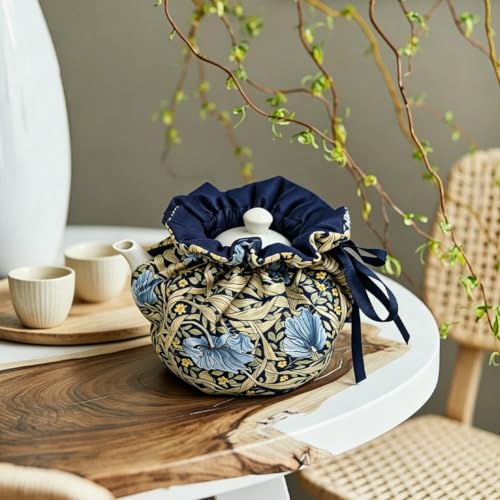 Image of JOONOR Tea Cosy - Cotton Printed Tea Cosy, Vintage Floral Dust Cover for Kitchen Tea Pot, Breakfast Warmer, Insulation and Keep Warm, Color#14