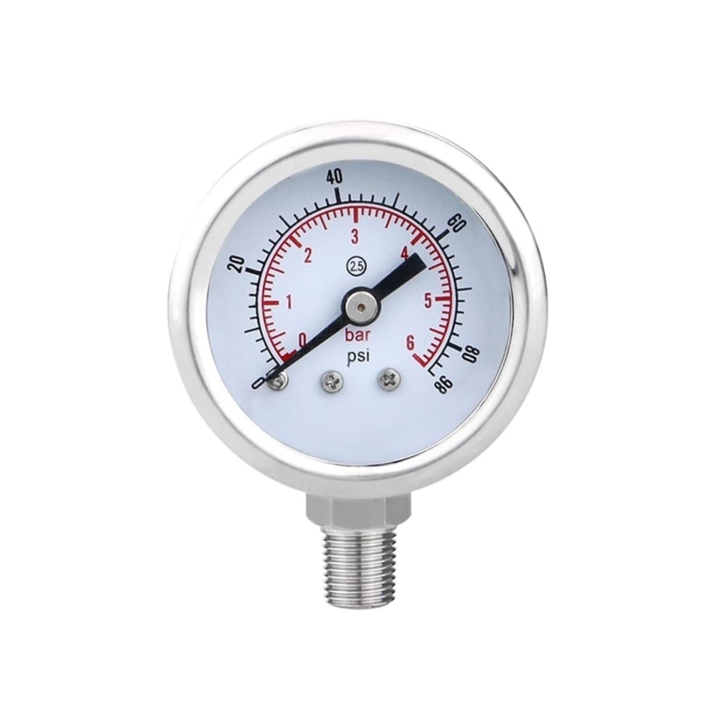 1pc 40mm (1.5") Stainless Steel Dry Pressure Gauge Manometer Bottom Connection for Water Gas(NPT 1-4,0-4bar)