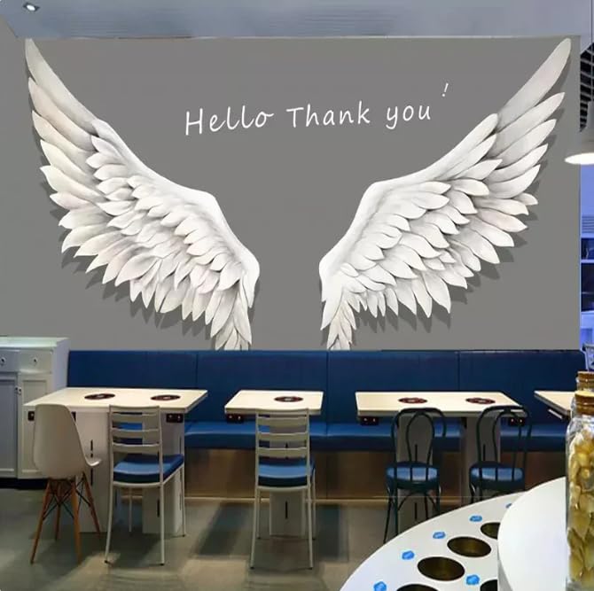 Papier peint photo plumes 3D pour salon et décoration murale de restaurant