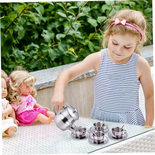 Juegos de té para niños con tetera de acero inoxidable resistente al calor 3