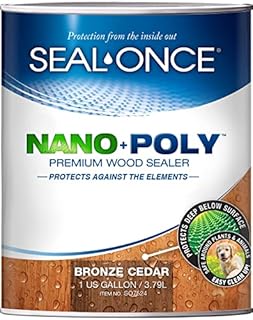Seal-Once Nano+Poly Penetrating Wood Sealer with Polyurethane - Premium Waterproof Sealant -1 Gallon & Bronze Cedar