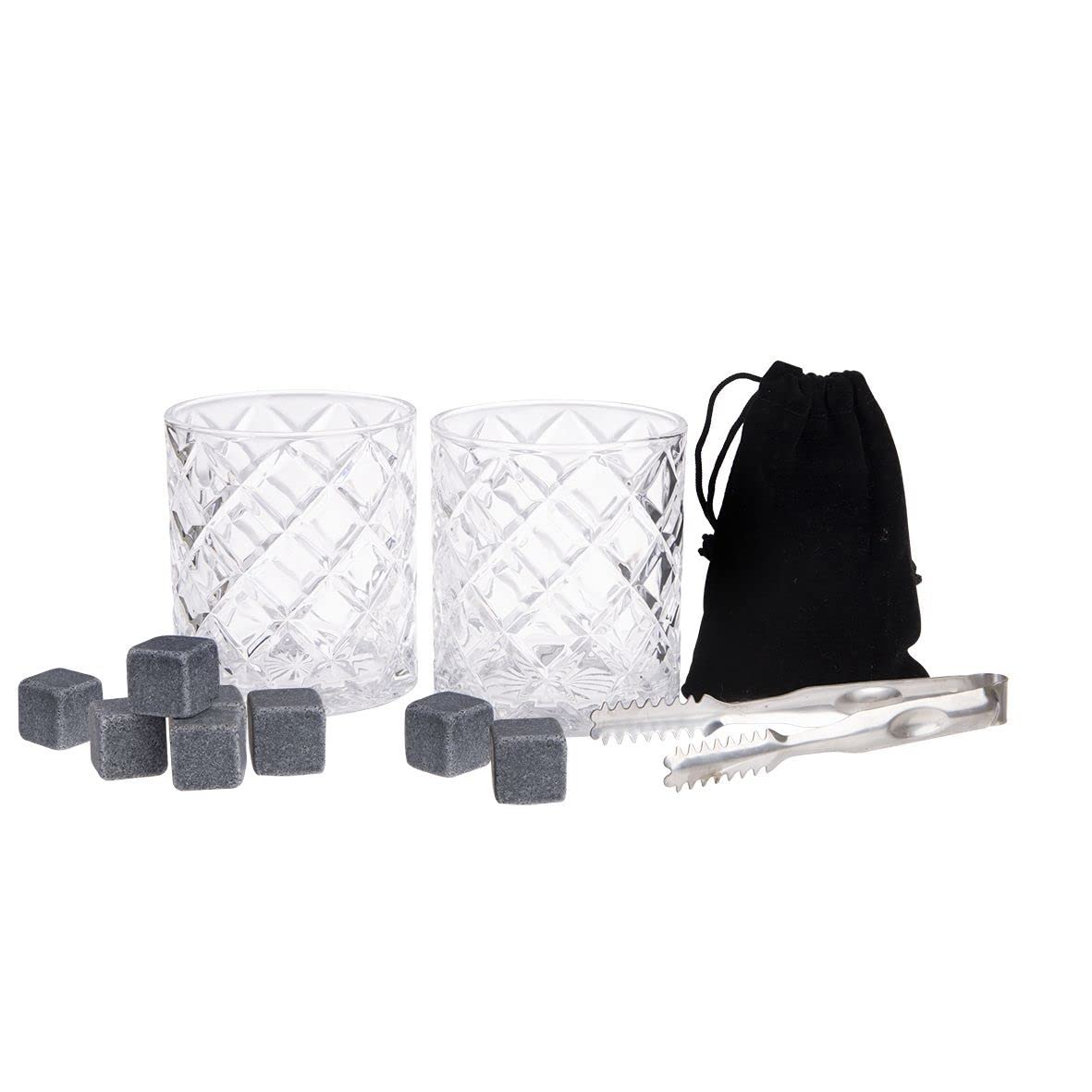 Bartender, set da 12 pezzi per whisky, bicchieri da whisky, pinze e pietre