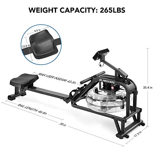 dimensions of a maxkare water rowing machine