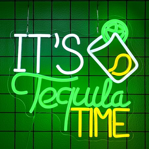 Image of It's Tequila Time Neon Sign Tequila Neon light For Wall Decor Bar Neon Light Up Sign Colorful Letter Led Neon Light For Bar Man Cave Pub Kitchen Mexican Restaurant Party Decoration