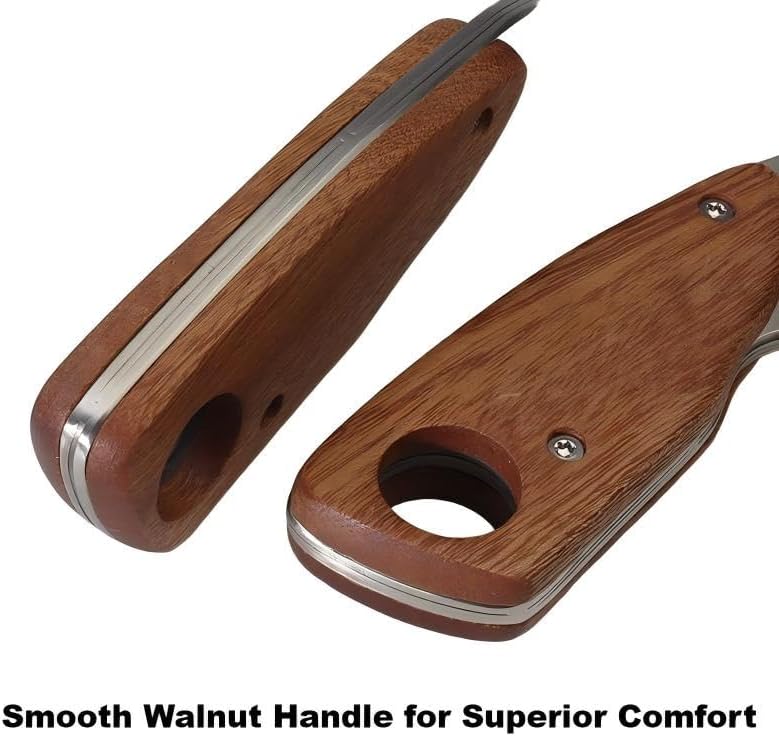 Premium Retractable Leather Knife with Walnut Handle - Heavy Duty Stainless Steel Leather Cutter, Zero Wobble Locking Mechanism, Includes 10 Trapezoid & 10 Hook Blades for DIY Crafts & Box Cutting