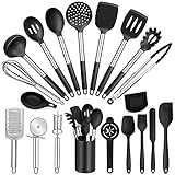P&P CHEF Kitchen Utensils Set (20Pcs), Black Cooking Utensil Kit Heat-resistant Silicone Cookware...