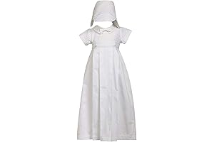 Adorable Baby Boy Christening Gown: 100% Cotton White Weaved Romper with Detachable Gown