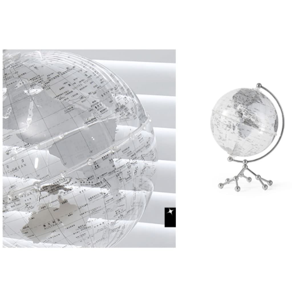 Globus świata Creatieve transparante acrylbol, unieke kunstaccessoires, met roestvrijstalen metalen beugel, verjaardagscadeau, moderne decoratie piękno i funkcjonalność