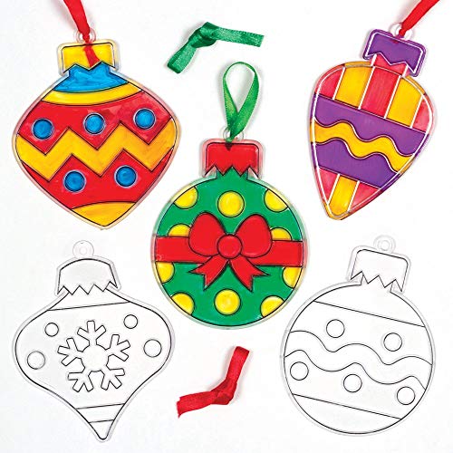 Baker Ross AT296 Weihnachtskugel-Sonnenfänger-Dekorationen, Festliche Kunst und Handwerk, Sortiert, Einheitsgröße, 8 Stück