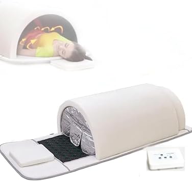 Far Infrared Sauna Dome Portable Dry Spa with Tourmaline and Germanium Stones, 360 Degree Full Coverage Personal Sauna Capsule with Pillow and Infrared Mat