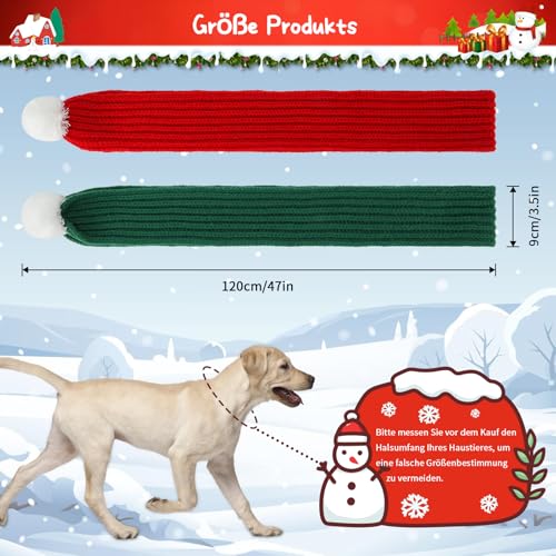 HYLYUN Weihnachten Haustier Schal 2 Stück Gestrickt Haustiers Kragen Winter Katze Halswärmer Rot Grün Haustier Schal Welpen Katze Kostüm Zubehör Mini Strickschal für kleine bis mittelgroße Haustiere