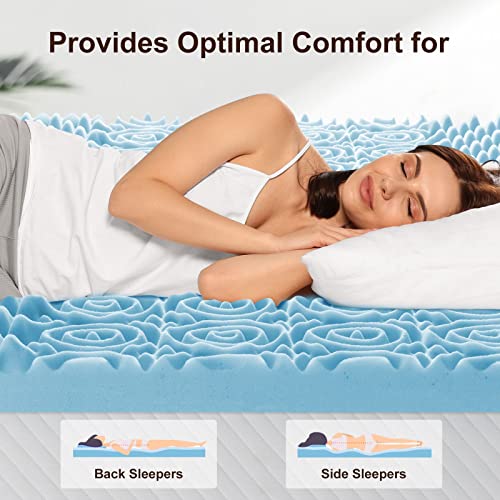 Unipon 3 Inch Mattress Topper Queen, Egg Crate Memory Foam Mattress Topper Queen,7 Zones Gel Infused Bed Topper, Certipur-Us Certified #TOP5