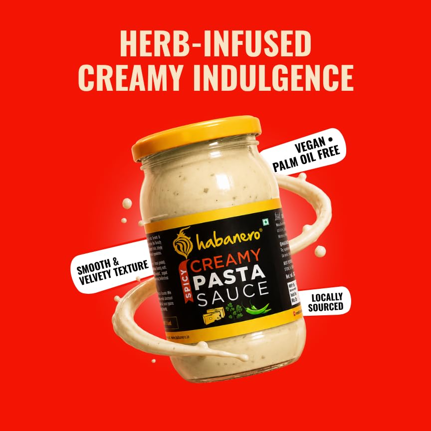 Image of Habanero Creamy Pasta Sauce | Rich & Cheesy White Sauce for Pasta, Pizza & Garlic Bread | Ready to Cook | 350g