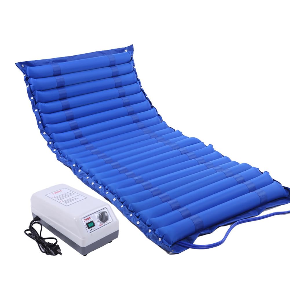 Materasso Antidecubito Pressione Alternata,195*90*10cm, Materasso Gonfiabile Antidecubito con Pompa Silenziosa e Impermeabile, Materasso Antidecubito ad Aria per Letti Domestici e Ospedalieri,Blu