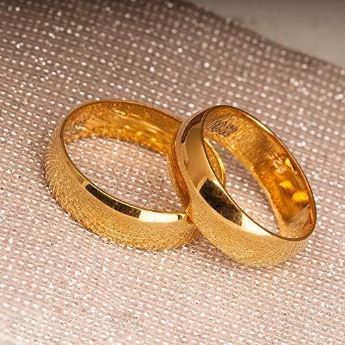 6 mm Wedding Ring Set 14K Gold Plated Couple Matching Wedding Band Set Personalized Man and Woman Silver Wedding Ring Set