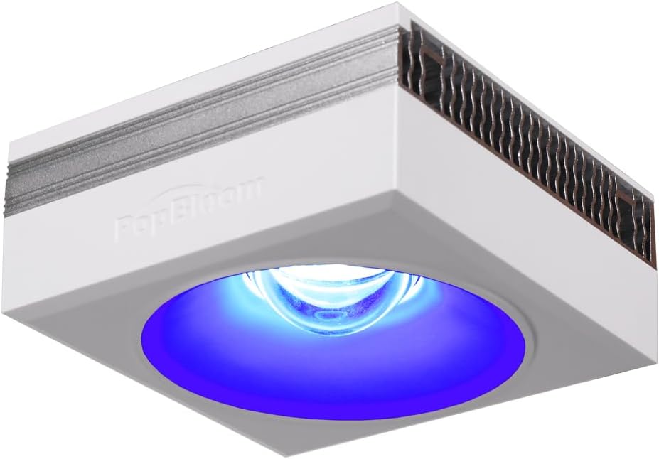 PopBloom RL90 WiFi Reef LED Light, 100W Reef Aquarium Lighting for Marine SPS LPS Corals Saltwater Fish Tanks, Enhanced Violet and Blue Spectrum, APP Fully Programmable (White, with Hang kit)