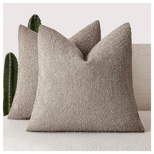 Foindtower Set of 2, Decorative Textured Boucle Throw Pillow Covers Accent Solid Pillow Cases Neutral Soft Cozy Couch Cushion Case for Chair Sofa Bedroom Living Room Home Decor 24x24 Inch Light Taupe