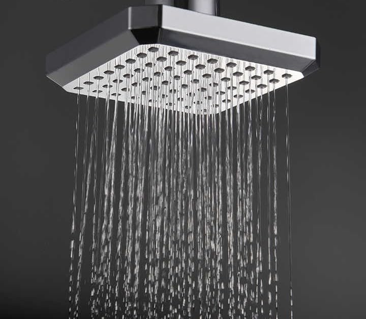 Image of KABA by ACQUASO 4x4 inch Inch Overhead Shower | High Pressure Rain Spa System For Luxury Bathroom | ABS Rainfall Showerhead Easy Install with 9 inch Steel ARM (OREO)