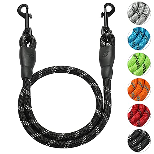 Dog Leash Extension Reflective Detachable Coupler，Support Add To Multiple Rope Leash Control For Large And Medium Dogs Walking And Training (Classic Black, Add One More Leash) #TOP6