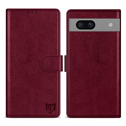 Image of ZZXX for Google Pixel 7a Wallet Case Magnetic Closure 6.1 inch,Wine Red